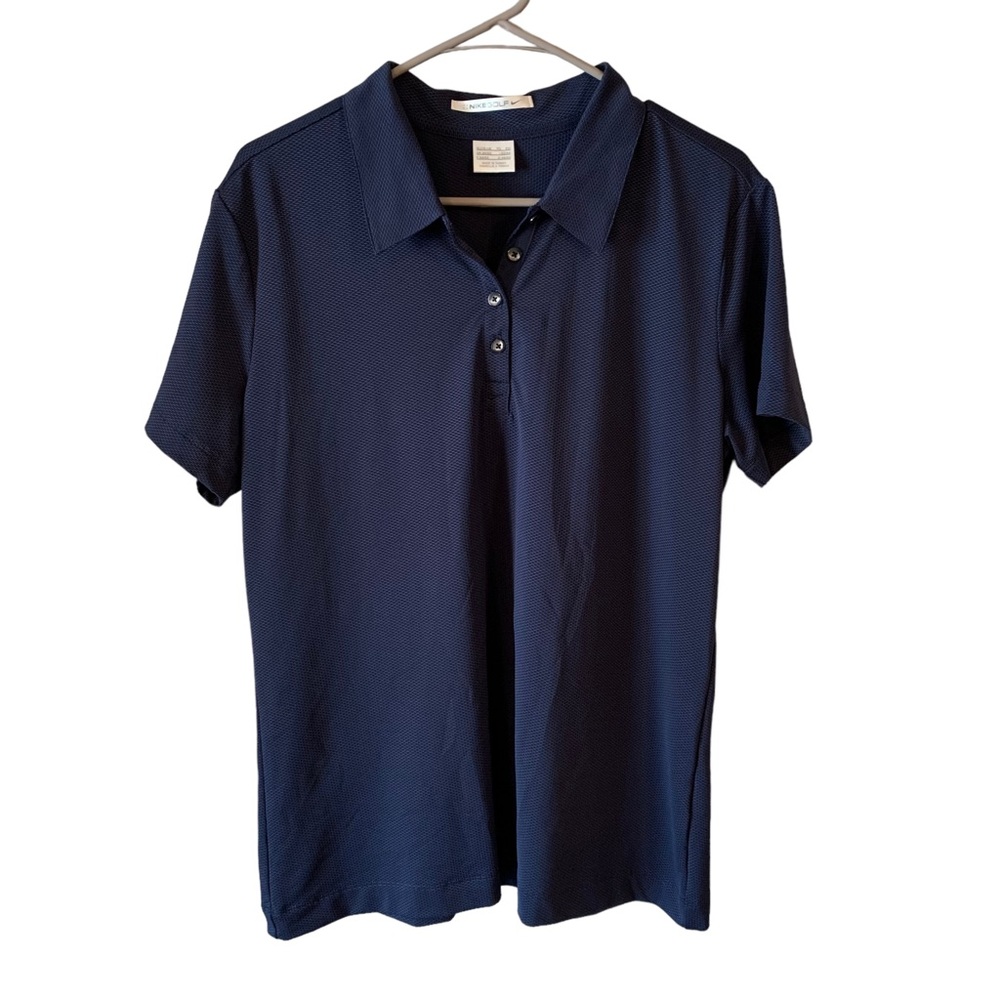 Nike Golf Men's Navy Dri-Fit Textured Mesh Polyester/Spandex Blend Polo Size XL